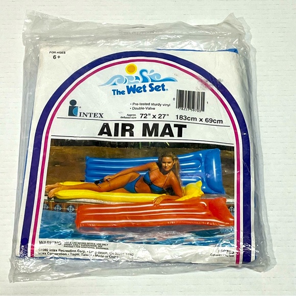Vintage 1992 Intex Vinyl Air Mat 72” x 27” Blue Inflatable Pool Float New Sealed - Picture 6 of 6